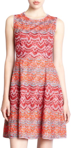 Missoni Crochet Lace Dress in Red - Lyst