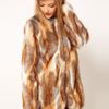 Asos Collection Longline Natural Patchwork Fur Coat in Brown (cream) - Lyst