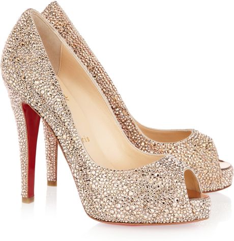 Christian Louboutin Very Richie 120 Swarovski Crystal Suede Pumps in Beige (nude) - Lyst