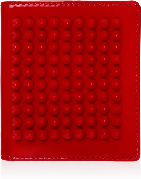 Christian Louboutin Spiked Patentleather Wallet in Red - Lyst