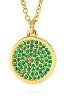 Coach Small Pave Disc Pendant Necklace - Lyst