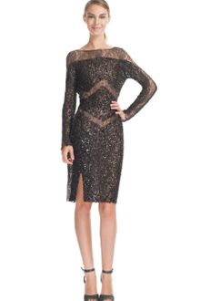Elie Saab Charcoal Lace Embroidered Boat Neck Dress - Lyst