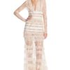 Elie Saab Vanilla Lace Long Vneck Dress in White (vanilla) - Lyst
