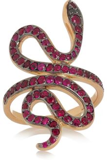 Ileana Makri Slither Snake 18karat Rose Gold Ruby and Diamond Ring - Lyst