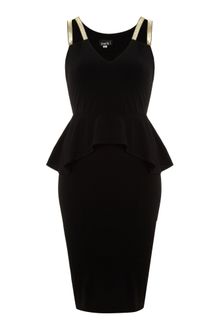 John Zack Metallic Peplum Strap Dress - Lyst