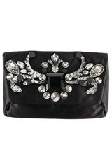 Lanvin Satin Embroidered Flat Bag