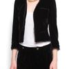 Mango Velvet Cropped Suit Jacket in Black - Lyst