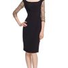 Marchesa Crepe Sheath Dress with Embroidered Sleeves in Black - Lyst
