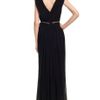 Marchesa Embroidered Chiffon Gown with Crystal Necklace in Black - Lyst