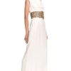 Marchesa Cap Sleeve Crepe Column Gown in White (ivory) - Lyst