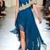 Marchesa Oneshoulder Chiffon Gown with Asymmetric Hem in Gold (peacock) - Lyst