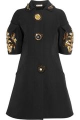 Marni Brooch and Jewelembellished Crepe Coat