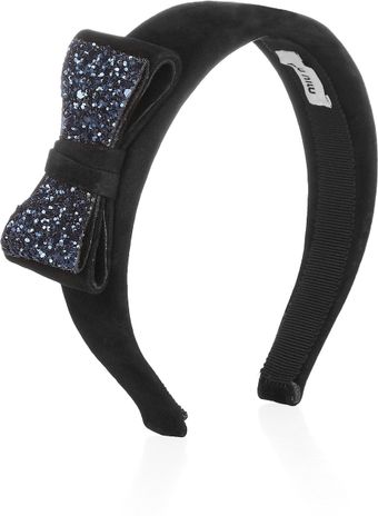 Miu Miu Glittered Bow Suede Headband - Lyst