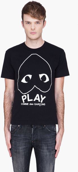 Play Comme Des Garçons Black White Logo Tshirt - Lyst