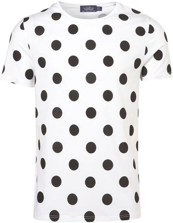 Topman White Spot Roll Up Tshirt - Lyst