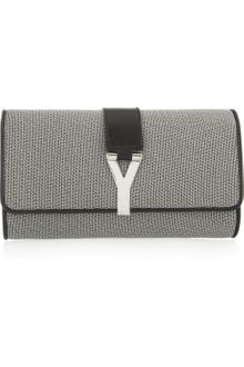 Yves Saint Laurent Chyc Leathertrimmed Metallic Clutch - Lyst