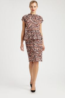 Bottega Veneta Printed Silk Peplum Dress - Lyst