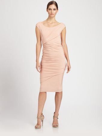 Donna Karan New York Cap Sleeve Drape Dress - Lyst
