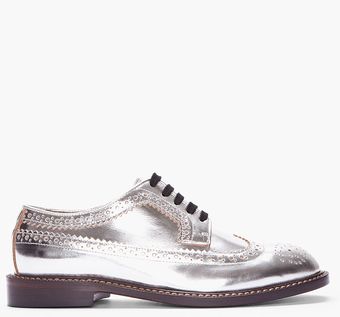 Marni Silver Leather Brogues - Lyst