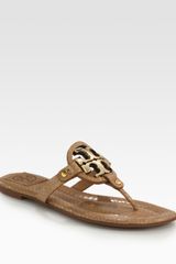Tory Burch Miller Snake-Print Leather Thong Sandals