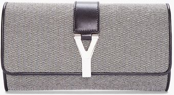 Yves Saint Laurent Silver Metallic Leather Chyc Clutch - Lyst