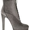Alaïa Suede Platform Ankle Boots in Gray - Lyst