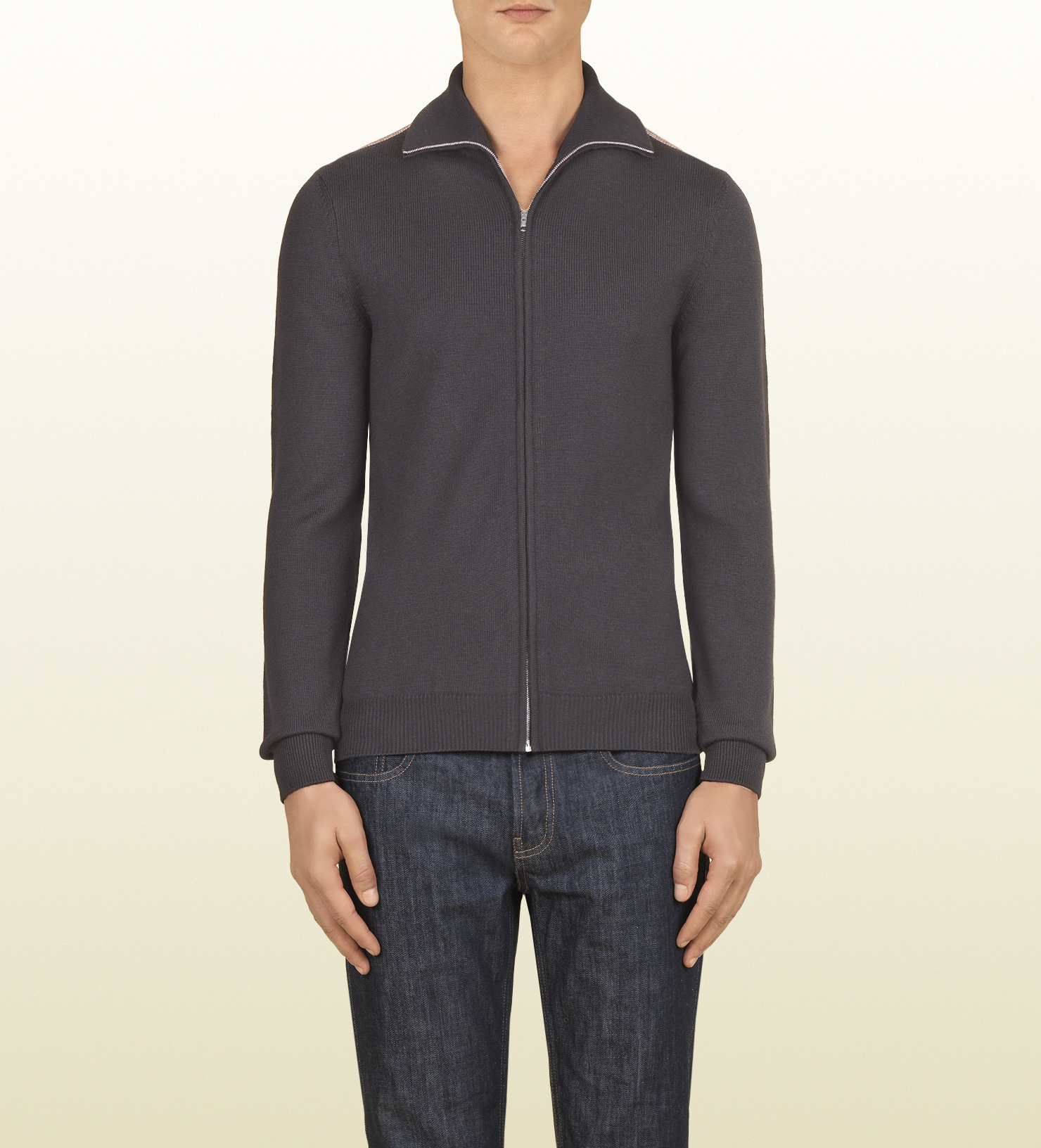 Gucci Dark Grey Merino Wool Knit Jacket in Gray for Men (grey) Lyst