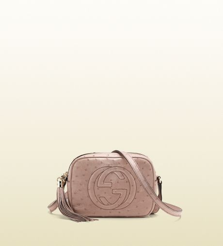 Gucci Soho Light Pink Ostrich Disco Bag in Pink | Lyst