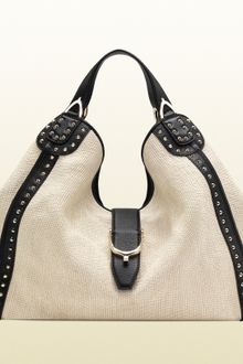 Gucci Soft Stirrup White Straw Shoulder Bag - Lyst