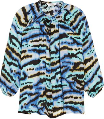 Tucker Printed Silk Crepe De Chine Blouse - Lyst