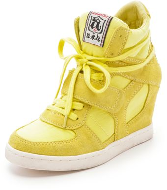 Ash Cool Suede Wedge Sneakers with Canvas Insets - Lyst