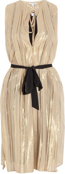 Diane Von Furstenberg Missy Lame Dress in Gold - Lyst
