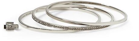 Michael Kors Buckled Bangle Set in Silver (silver/clear) - Lyst