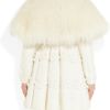 Alexander Mcqueen Shearling and Floral Appliqué Brocade Coat in White - Lyst