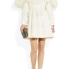 Alexander Mcqueen Shearling and Floral Appliqué Brocade Coat in White - Lyst