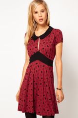 ASOS Collection Asos Dress in Rabbit Print with Contrast Collar