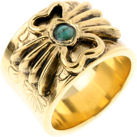 gold 18k cherokee bidermann aurelie engraved brass ring detail plated
