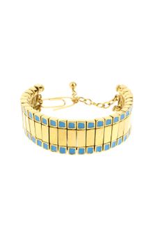 Aurelie Bidermann Handmade Goldplated Brass Mendoza Bracelet with Blue Enamel - Lyst