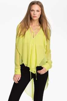 BCBGMAXAZRIA Ruffle Silk Blouse - Lyst