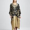 Natori Dragon Satin Caftan in Gold (black) - Lyst