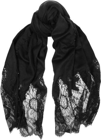 Valentino Embellished Lacetrimmed Cashmere Scarf - Lyst