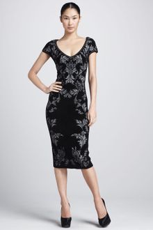 Zac Posen Bonded Jacquard Sheath Dr - Lyst
