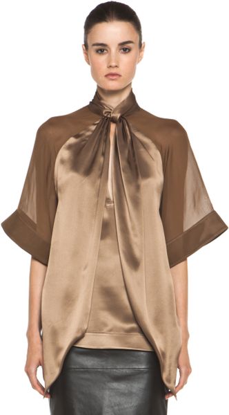 Givenchy Satin Tie Neck Blouse in Multi - Lyst