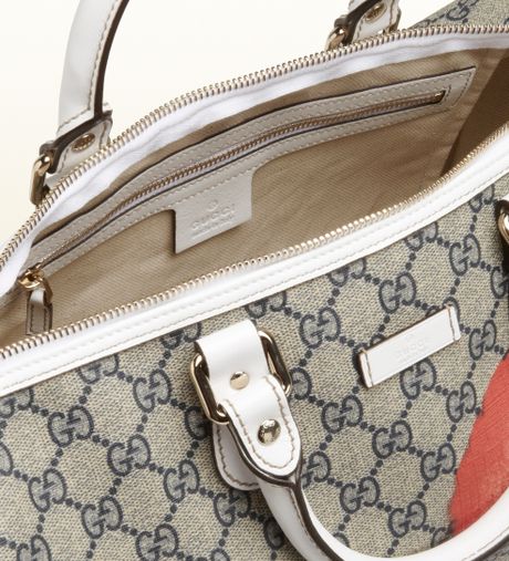 Gucci Canada Gg Flag Collection Boston Bag in Gray (beige) | Lyst