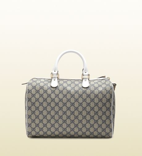 Gucci Canada Gg Flag Collection Boston Bag in Gray (beige) | Lyst