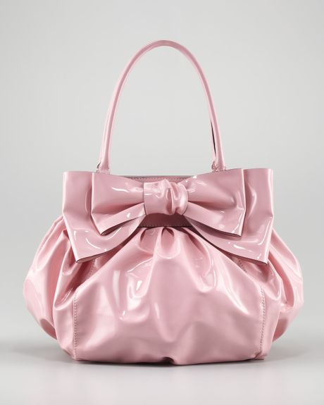 Valentino Doublehandle Lacca Bow Bag in Pink (light pink) | Lyst