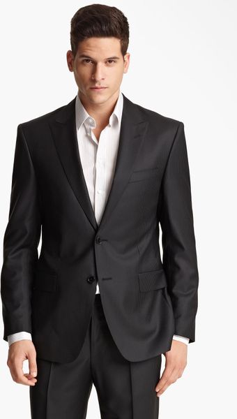 Versace Versace Trim Fit Wool Blend Suit in Black for Men (black stripe) - Lyst
