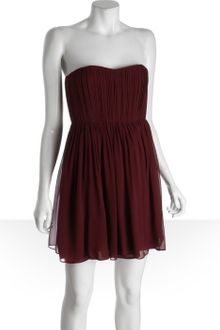 Alice + Olivia Red Wine Silk Chiffon Pleated Strapless Party Dress - Lyst