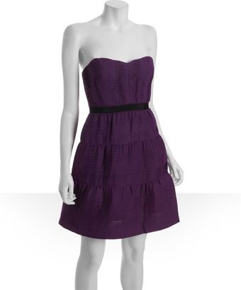 BCBGMAXAZRIA Grape Pleated Chiffon Strapless Dress - Lyst