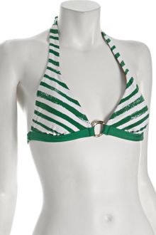 BCBGMAXAZRIA Kelly Green Striped Halter Bikini Top - Lyst
